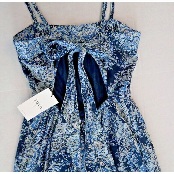 Joie 8895DR03315 Women's Sz XS Blue Elissabet Printed Tie Back Maxi Dress - Picture 11 of 13